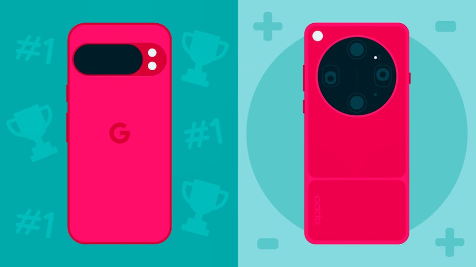 A Google Pixel 10 Pro on the left and a Oppo Find X9 Ultra.