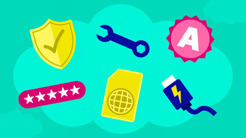 Icons that match the content in the section below.