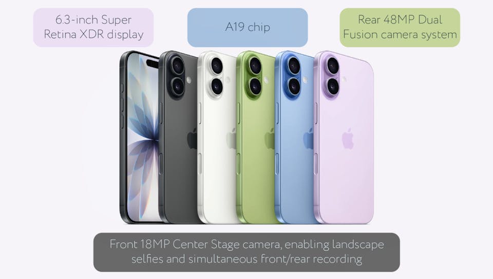 Shots of the iPhone 17 with various stats, all of which are in the text below