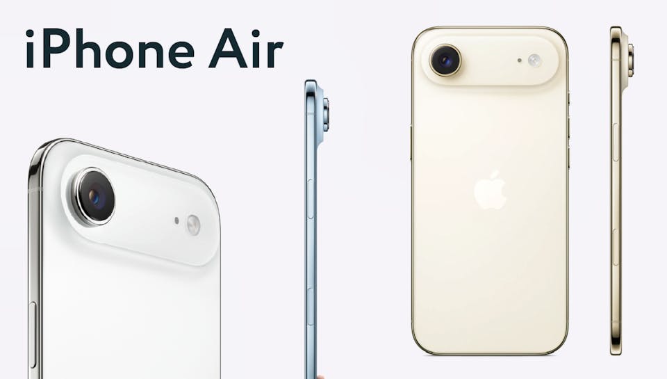 Shots of the iPhone Air, showcasing how thin it is